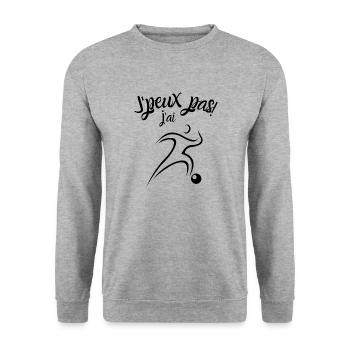 J'peux pas j'ai foot - Sweat-shirt Unisexe - gris chiné - Devant - Alina (178cm) & Michal (187cm)