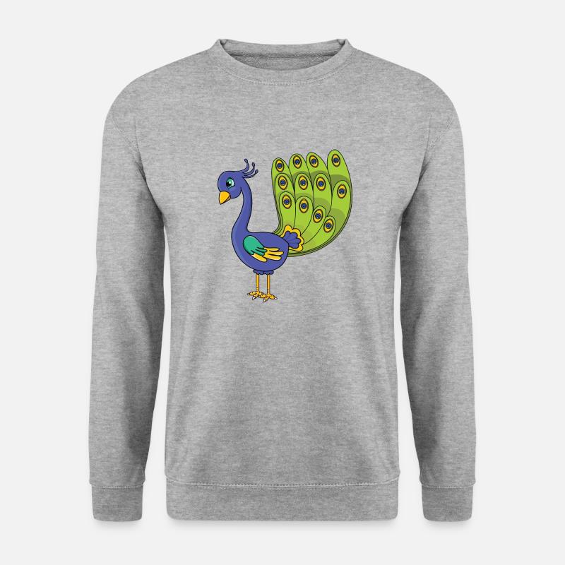 Pfau - Unisex Pullover - Weißgrau meliert