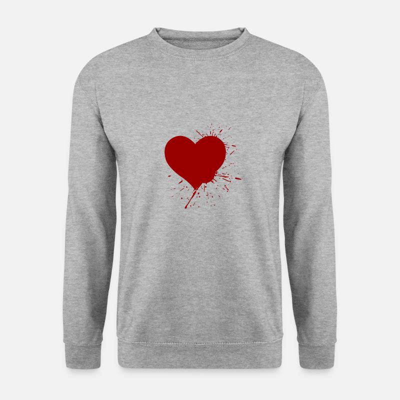 herz - Unisex Pullover - Weißgrau meliert