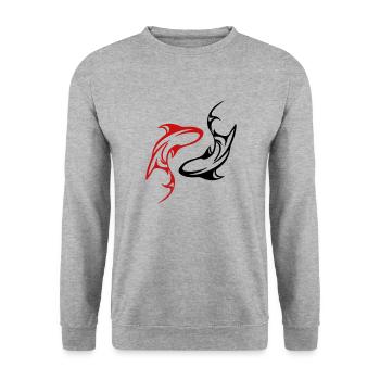 Requins - Yin Yang - Dans toutes les couleurs Vector - Sweat-shirt Unisexe - gris chiné - Devant - Alina (178cm) & Michal (187cm)