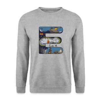 E für Michael Ende - Unisex Pullover - Weißgrau meliert - Vorne - Alina (178cm) & Michal (187cm)