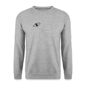 Fliege Gestrichelte Linie - Unisex Pullover - Weißgrau meliert - Vorne - Alina (178cm) & Michal (187cm)