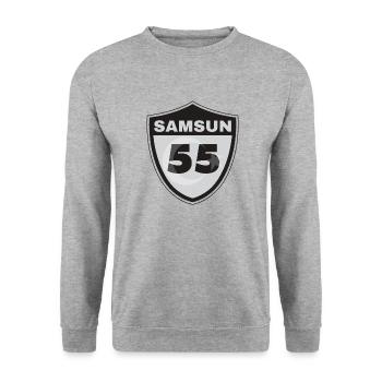 Samsun - Unisex Pullover - Weißgrau meliert - Vorne - Alina (178cm) & Michal (187cm)