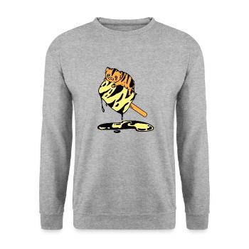 Orange Icecream Cat tiger - Unisex Sweatshirt - salt & pepper - Front - Alina (178cm) & Michal (187cm)