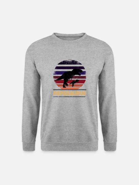 Papasaurus Vater Dinosaurier Familien Papa - Unisex Pullover - Weißgrau meliert