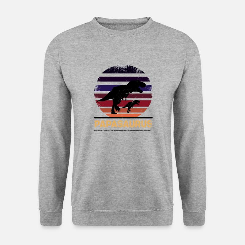 Papasaurus Vater Dinosaurier Familien Papa - Unisex Pullover - Weißgrau meliert