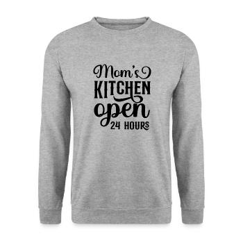 Moms kitchen open 24 hours - Unisex Pullover - Weißgrau meliert - Vorne - Alina (178cm) & Michal (187cm)