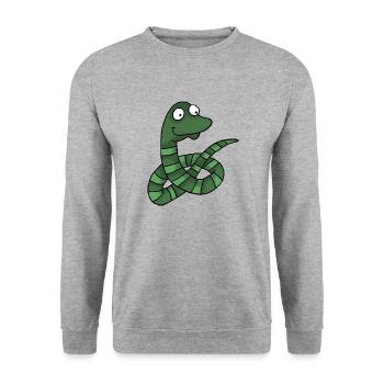 Schlange 1 - Unisex Pullover - Weißgrau meliert - Vorne - Alina (178cm) & Michal (187cm)