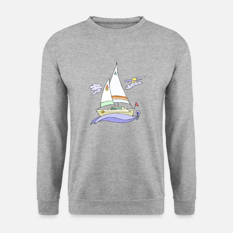 Segelboot - Unisex Pullover - Weißgrau meliert