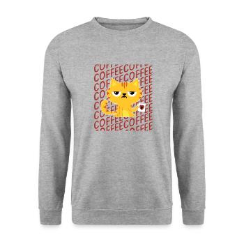 Coffein Kaffee Katze Morgenmuffel Spruch Tasse - Unisex Pullover - Weißgrau meliert - Vorne - Alina (178cm) & Michal (187cm)