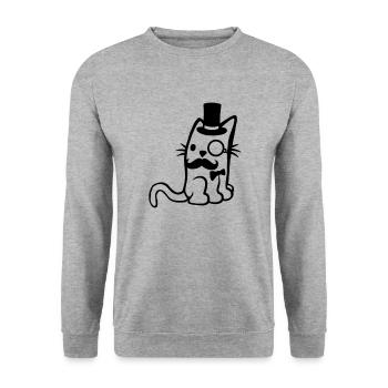 Glasses Monocle Mr. Cat - Unisex Sweatshirt - salt & pepper - Front - Alina (178cm) & Michal (187cm)