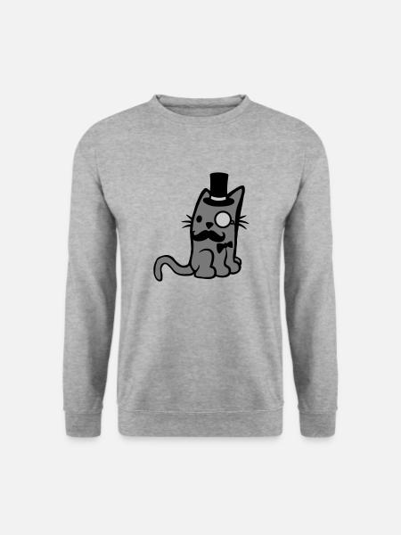 Monocle glasses Mr. Cat - Unisex Sweatshirt - salt & pepper
