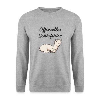 Müdes Lama Pyjama Liebe Llamas Schlafanzug Alpaka - Unisex Pullover - Weißgrau meliert - Vorne - Alina (178cm) & Michal (187cm)