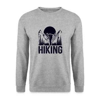 Wandern gehen Bergsteigen Wandertour Wandertag - Unisex Pullover - Weißgrau meliert - Vorne - Alina (178cm) & Michal (187cm)