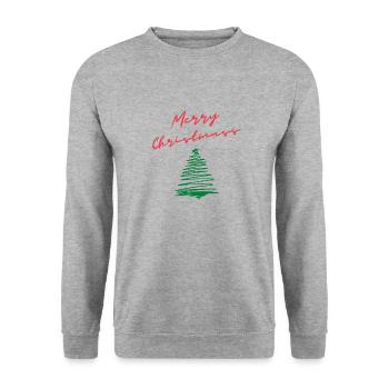 Merry Christmas - Unisex Pullover - Weißgrau meliert - Vorne - Alina (178cm) & Michal (187cm)