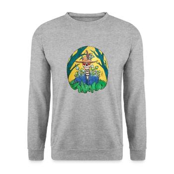 Squelette avec chapeau - Sweat-shirt Unisexe - gris chiné - Devant - Alina (178cm) & Michal (187cm)