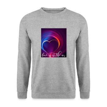 love is in the air - Unisex Pullover - Weißgrau meliert - Vorne - Alina (178cm) & Michal (187cm)