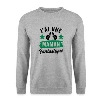 j ai une maman fantastique - Sweat-shirt Unisexe - gris chiné - Devant - Alina (178cm) & Michal (187cm)
