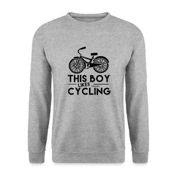 Boy Likes Cycling Cardio Hobby Sports Bicycle - Unisex Sweatshirt - salt & pepper - Front - Alina (178cm) & Michal (187cm)