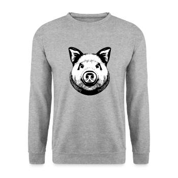 pig sweet pigs pigs animal animals 19 - Unisex Sweatshirt - salt & pepper - Front - Alina (178cm) & Michal (187cm)