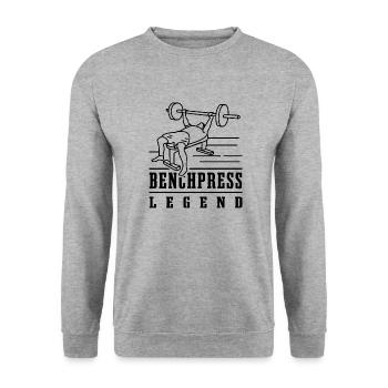 Benchpress Legend Powerlifting-Fitnessbank - Unisex Pullover - Weißgrau meliert - Vorne - Alina (178cm) & Michal (187cm)