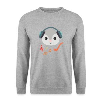 Casque Opossum Listening Music Notes, musicien - Sweat-shirt Unisexe - gris chiné - Devant - Alina (178cm) & Michal (187cm)