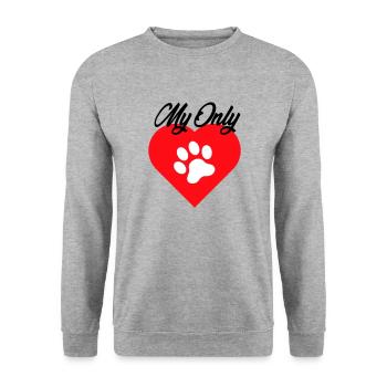 MY ONLY LOVE DOG PET 2 1 - Unisex Pullover - Weißgrau meliert - Vorne - Alina (178cm) & Michal (187cm)
