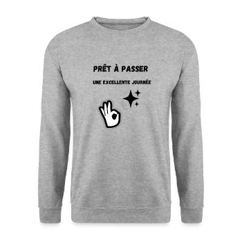 Positive T-shirt - Sweat-shirt Unisexe - gris chiné - Devant - Alina (178cm) & Michal (187cm)