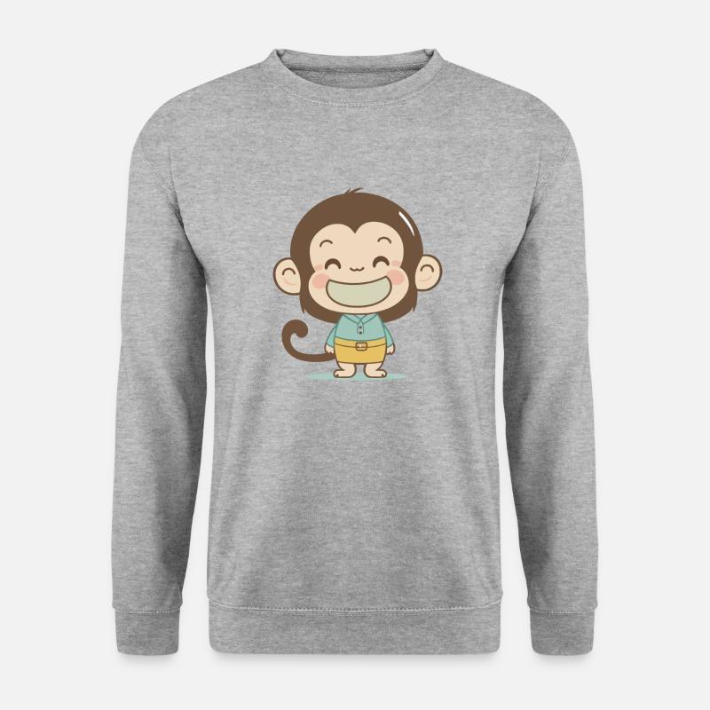 Affe - Unisex Pullover - Weißgrau meliert