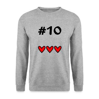 10 ANS. 10e ANNIVERSAIRE. ANNIVERSAIRE 10 ANS. 10 - Sweat-shirt Unisexe - gris chiné - Devant - Alina (178cm) & Michal (187cm)