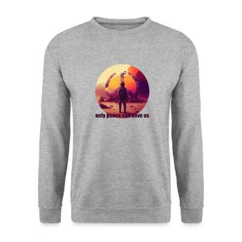 only peace can save us - nur Frieden rettet uns - Unisex Pullover - Weißgrau meliert - Vorne - Alina (178cm) & Michal (187cm)