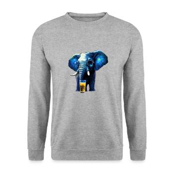 Cool blue elephant with beer and sunglasses - Unisex Sweatshirt - salt & pepper - Front - Alina (178cm) & Michal (187cm)