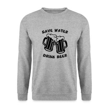 Lustiger Bier Spruch Geschenkidee Party - Unisex Pullover - Weißgrau meliert - Vorne - Alina (178cm) & Michal (187cm)