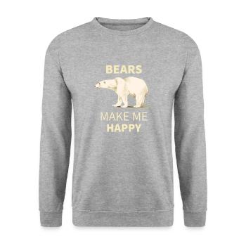 Les ours me rendent heureux ours polaire - Sweat-shirt Unisexe - gris chiné - Devant - Alina (178cm) & Michal (187cm)