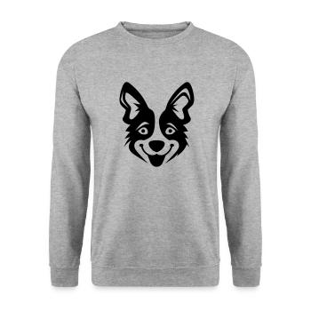 Happy Shiba Inu Chien Langue tendue - Sweat-shirt Unisexe - gris chiné - Devant - Alina (178cm) & Michal (187cm)