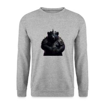 WIKINGER BERSERKER BÄR I VIKINGS - Unisex Pullover - Weißgrau meliert - Vorne - Alina (178cm) & Michal (187cm)