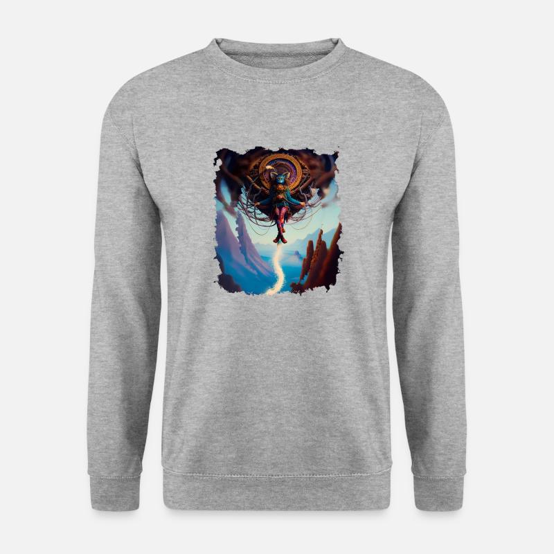 Flying Goddess Paradine - Hüterin der Paraglider - Unisex Pullover - Weißgrau meliert