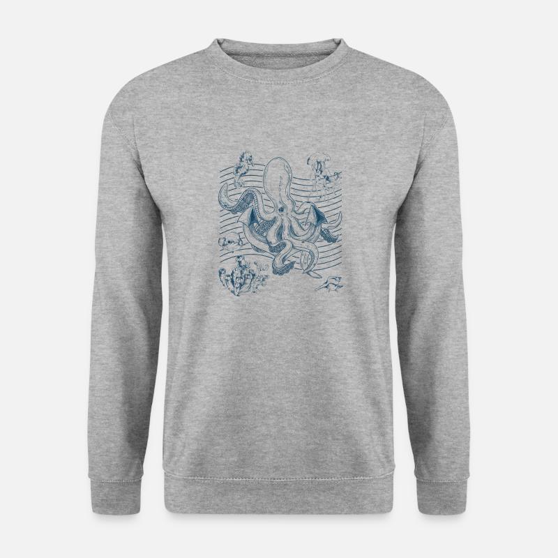Oktopus-Taucher Fans der Meereswelt - Unisex Pullover - Weißgrau meliert