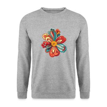 izup2u flower - Unisex Pullover - Weißgrau meliert - Vorne - Alina (178cm) & Michal (187cm)