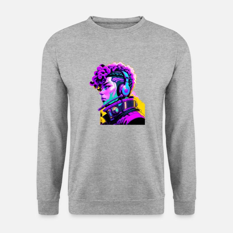 Musik Cyborg Headset - Unisex Pullover - Weißgrau meliert