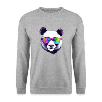 Koko the bespectacled panda - Unisex Sweatshirt - salt & pepper - Front - Alina (178cm) & Michal (187cm)