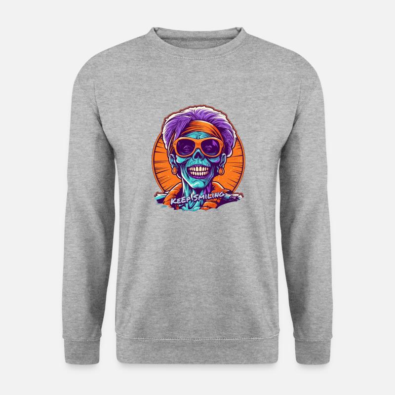 Keep Smiling - the Mummy - Unisex Pullover - Weißgrau meliert