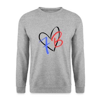 7B - Unisex Pullover - Weißgrau meliert - Vorne - Alina (178cm) & Michal (187cm)