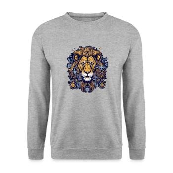 Kitu the lion - Unisex Sweatshirt - salt & pepper - Front - Alina (178cm) & Michal (187cm)