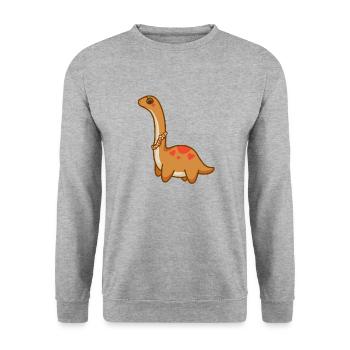 hugadino tanned dino, cute dinosaur - Unisex Sweatshirt - salt & pepper - Front - Alina (178cm) & Michal (187cm)