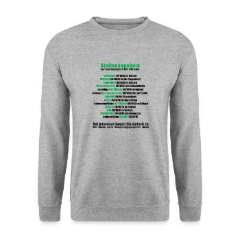 Rettet den PLANET ERDE - aktuelle Stellenangebote - Unisex Pullover - Weißgrau meliert - Vorne - Alina (178cm) & Michal (187cm)