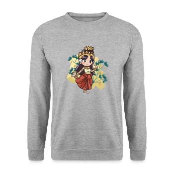 Kambodscha Tradition Tanz Khmer Apsara I Geschenk - Unisex Pullover - Weißgrau meliert - Vorne - Alina (178cm) & Michal (187cm)