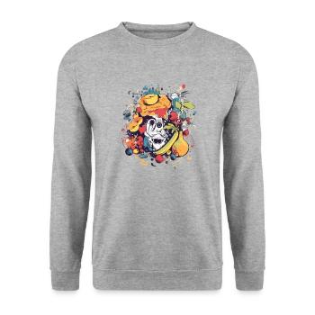 Kasch, die monstro Früchte - Unisex Pullover - Weißgrau meliert - Vorne - Alina (178cm) & Michal (187cm)
