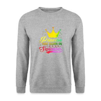 birthday happy september born in funny party queen - Unisex Sweatshirt - salt & pepper - Front - Alina (178cm) & Michal (187cm)