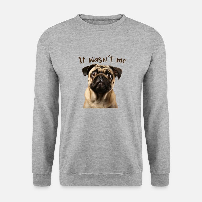 Mops Ich wars nicht - Unisex Pullover - Weißgrau meliert